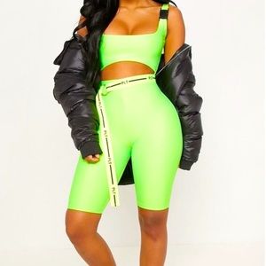PLT - Shape Neon Lime Buckle Detail Unitard